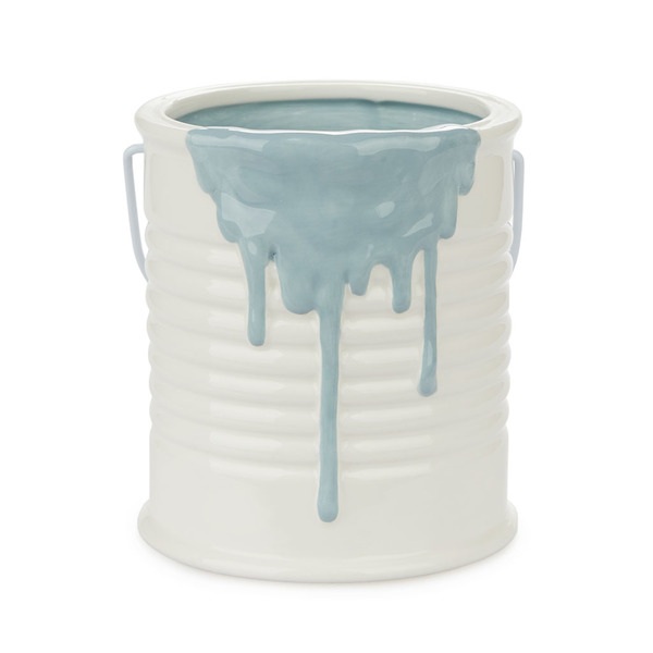 alvi Bote multiusos Painty Color azul y blanco Recipiente decorativo en forma de bote de pintura Múl