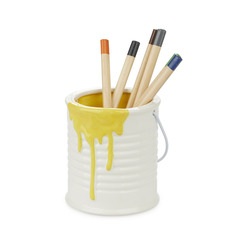 alvi Pen holder Painty Colour yellow and white Original and fun paint-shaped pot for pencils With me