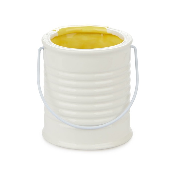 alvi Pot à crayons Painty Couleur jaune et blanc Pot pour crayons, stylos original et amusant En for