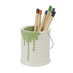 alvi Schreibutensilienbehälter Painty Grün Und Weiß Farbe Original Topf für Bleistifte und Spaß in F