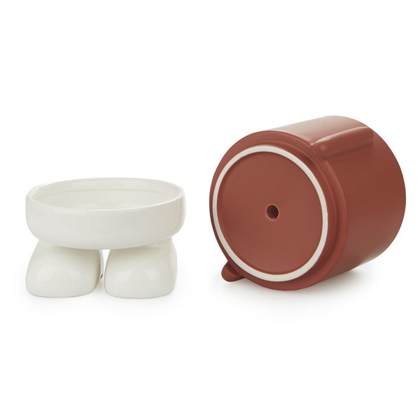 alvi Maceta MrStandy Color rojo y blanco Tiesto para plantas en forma de personaje simpático Con bas