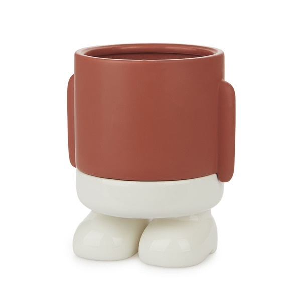 alvi Maceta MrStandy Color rojo y blanco Tiesto para plantas en forma de personaje simpático Con bas