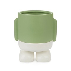 alvi Flower Pot MrStandy Colour green and white Character-shaped plant pot With container to collect