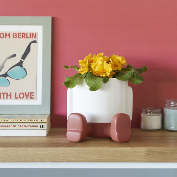 alvi Vaso da fiori MrSitty Colore rosso e bianco vaso a forma di pesonaje simpatico Con contenitore