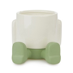 alvi Flower Pot MrSitty Colour green and white Character-shaped plant pot With container to collect 