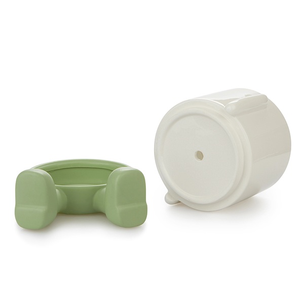 alvi Maceta MrSitty Color verde y blanco Tiesto para plantas en forma de personaje simpático Con bas