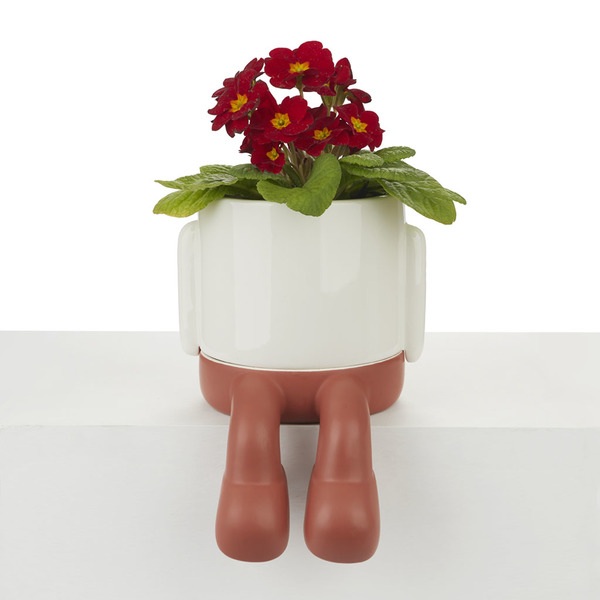 alvi Vaso da fiori MrDangly Colore rosso e bianco vaso a forma di pesonaje simpatico Con contenitore