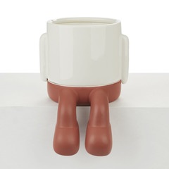 alvi Pot de fleur MrDangly Couleur rouge et blanc Pot en forme de personage sympathique Avec récipie