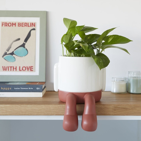 alvi Vaso da fiori MrDangly Colore rosso e bianco vaso a forma di pesonaje simpatico Con contenitore