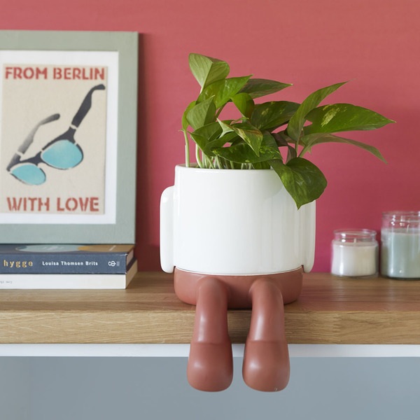 alvi Vaso da fiori MrDangly Colore rosso e bianco vaso a forma di pesonaje simpatico Con contenitore