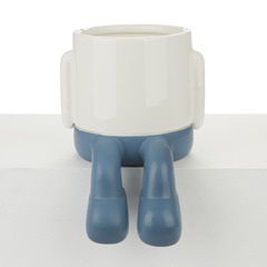 alvi Maceta MrDangly Color azul y blanco Tiesto para plantas en forma de personaje simpático Con bas
