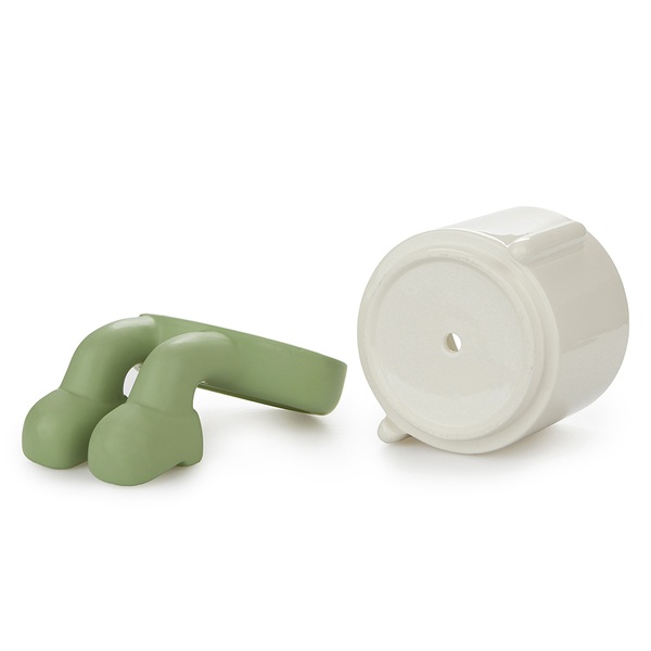 alvi Pot de fleur MrDangly Couleur vert et blanc Pot en forme de personage sympathique Avec récipien