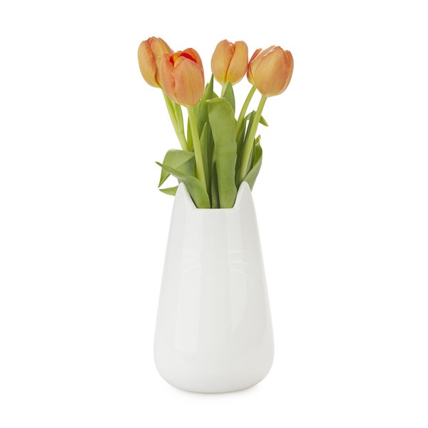 alvi Bote multiusos Meow Color blanco Recipiente decorativo En forma de gato Múltiples usos 20,5x11,