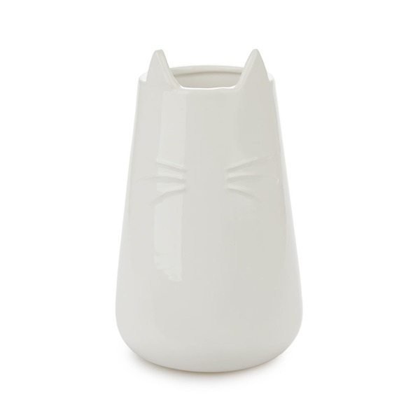 alvi Bote multiusos Meow Color blanco Recipiente decorativo En forma de gato Múltiples usos 20,5x11,
