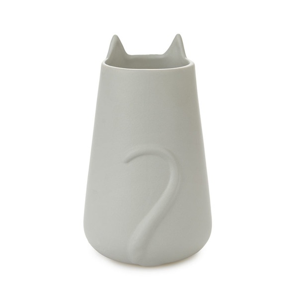 alvi Pot multi-usages Meow Couleur gris Pot décoratif En forme de chat Utilisations multiples 20,5x1
