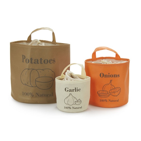 alvi Bolsas vegetales The Veggies Set de 3 bolsas transpirables Con asa para colgar Algodón/ tela pp