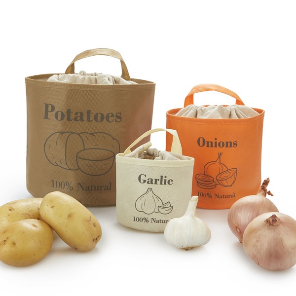 alvi Bolsas vegetales The Veggies Set de 3 bolsas transpirables Con asa para colgar Algodón/ tela pp