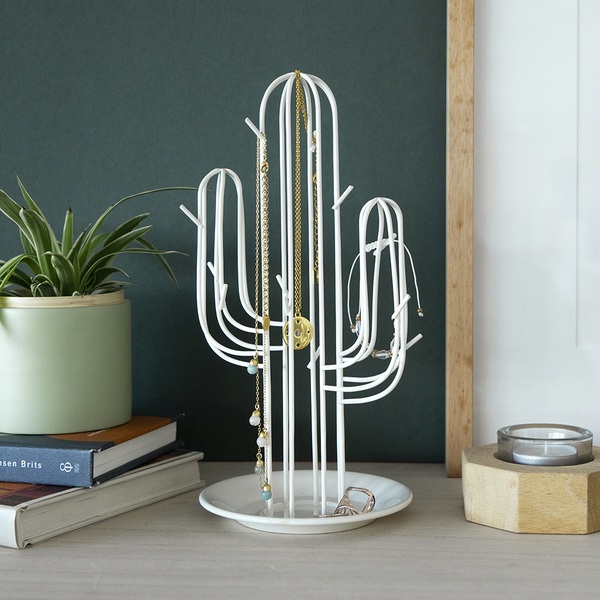 alvi Jewellery rack Cactus White colour Cactus-shape Ideal for bracelets, necklaces and rings Metal