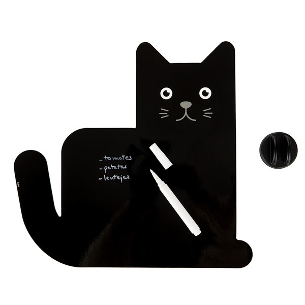 alvi Pizarra nevera magnética Meow Color negro Soporte de Planificación ideal para recordatorios, li