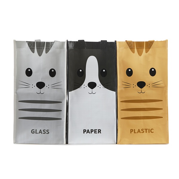 alvi Recycling bag set Meow Set of 3 bags (43x22x22 cm) With handles Total measure: 43x66x22 cm Recy