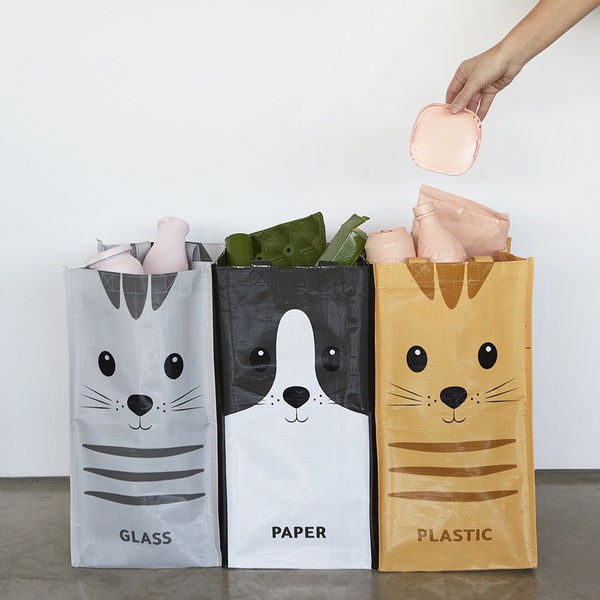 alvi Recycling bag set Meow Set of 3 bags (43x22x22 cm) With handles Total measure: 43x66x22 cm Recy