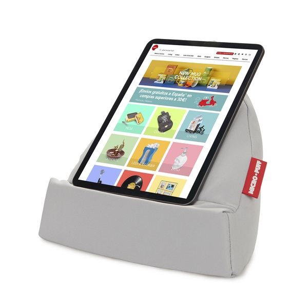 alvi Tablet holder Micro Puff Colour gray Cushion for tablet, smartphone, e-books Cotton bag Polyest