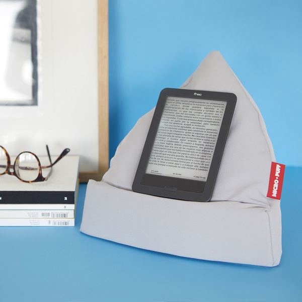 alvi Tablet holder Micro Puff Colour gray Cushion for tablet, smartphone, e-books Cotton bag Polyest