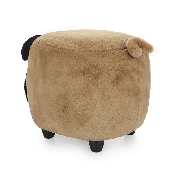 alvi Taburete Le Carlin Color marrón Reposapiés con forma de perro Muy suave Patas de madera Madera/