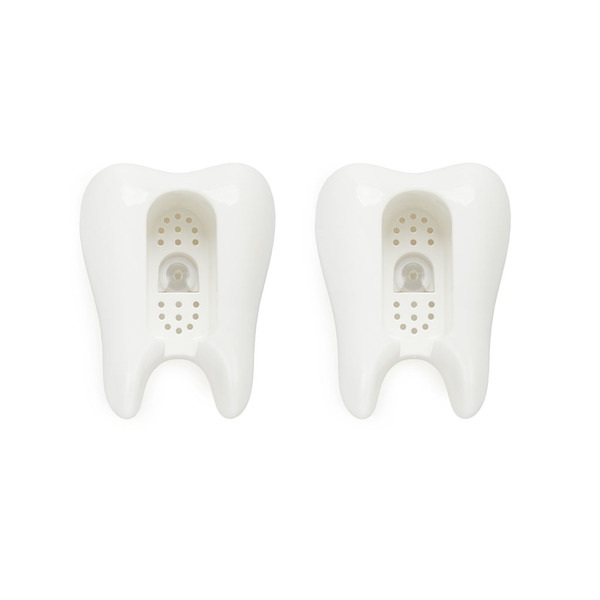 Balvi Soporte cepillo dental Toothy Color blanco Set de 2 piezas Con ventosa Plástico ABS