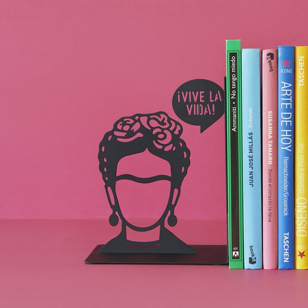 alvi Serre-livres Frida Couleur noir Serre-livres décoratif avec les contours emblématiques de Frida