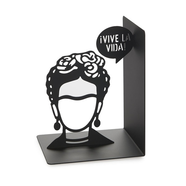 alvi Serre-livres Frida Couleur noir Serre-livres décoratif avec les contours emblématiques de Frida