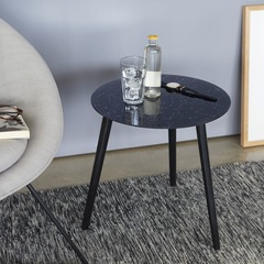 alvi Table auxiliaire Cosmos Plateau de verre avec image des constellations et pieds en bois Verre/b