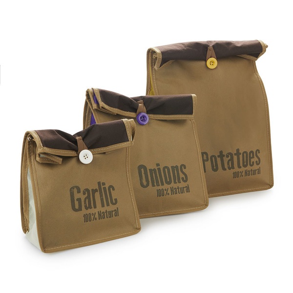 alvi Bolsas vegetales Super Fresh Color marron 3 bolsas Bolsa para vegetales tipo saco rústico, perf