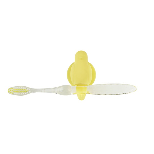 alvi Soporte cepillo dental Birdie Color amarillo Con ventosa Con forma de pajarito SiliconaFÁCIL DE