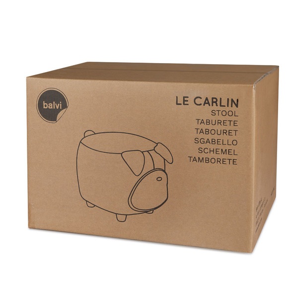 alvi Taburete Le Carlin Color marrón Reposapiés con forma de perro Muy suave Patas de madera Madera/
