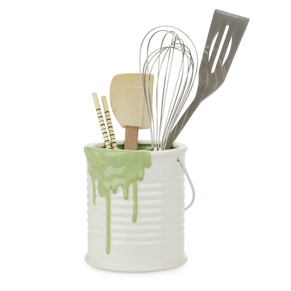 alvi Bote multiusos Painty Color verde y blanco Recipiente decorativo en forma de bote de pintura Mú