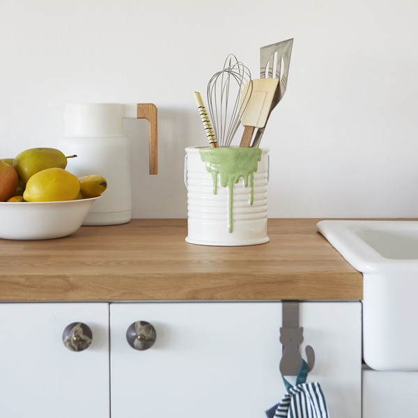 alvi Bote multiusos Painty Color verde y blanco Recipiente decorativo en forma de bote de pintura Mú