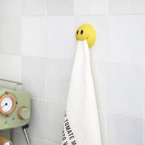 alvi Colgador trapo cocina Smile Set de 3 colgadores Adhesivo 3M Forma de emoticono PlásticoMUY PRÁC