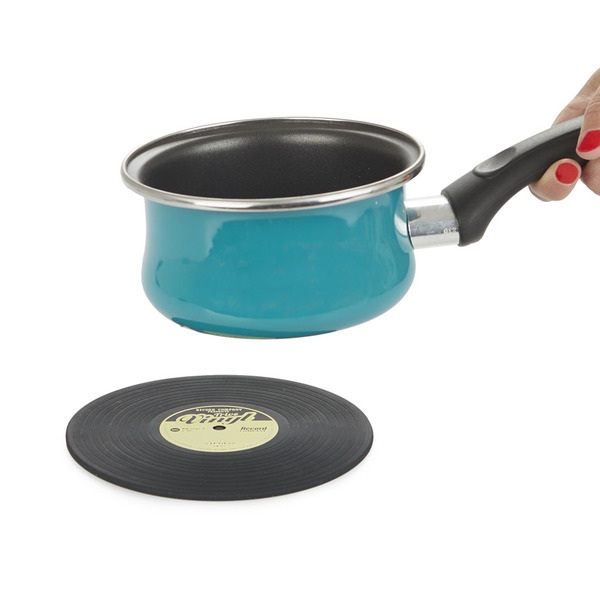 Balvi Untersetzer Vinyl Farbe Schwarz In Form einer Vinyl-Schallplatte Silikon 15 cmPRAKTISCH