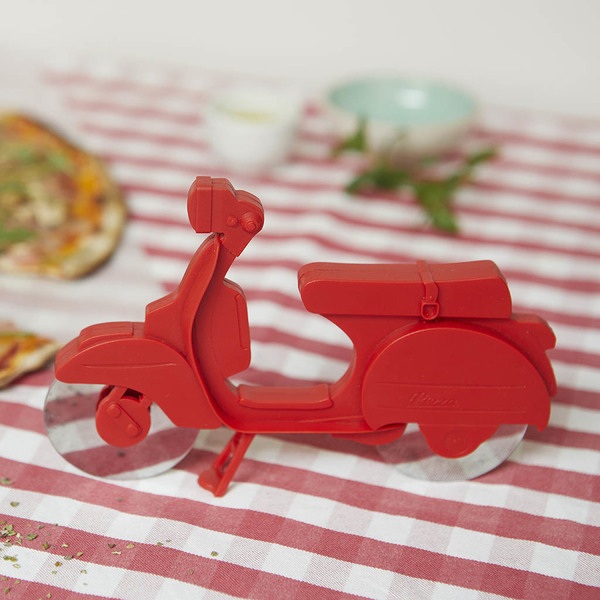 Balvi Pizzaschneider Scooter Farbe Rot ABS-Kunststoff/EdelstahlLUSTIGES DESIGN