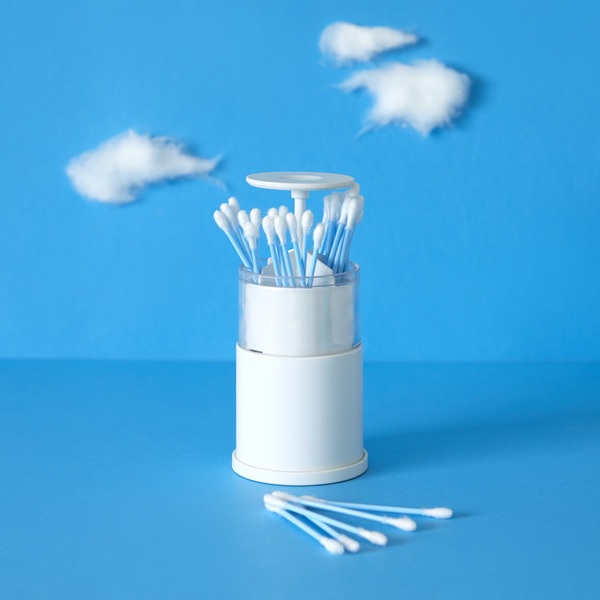 Balvi Dispensador bastoncillos algodón Push & Up Color blanco  Plástico ABSFÁCIL DE USAR