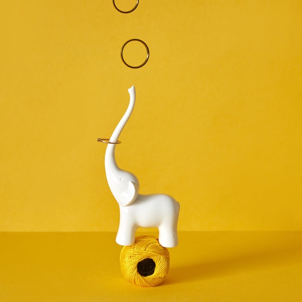 Balvi - Elephant porta anillos con forma de elefante blanco