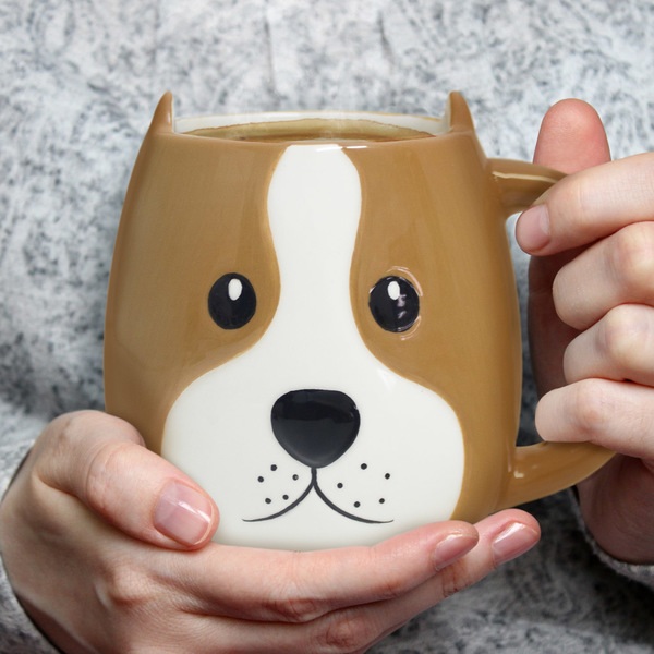 alvi Mug Woof! Taza en forma de cabeza de perro Capacidad 400ml Apta para lavavajillas y microondas