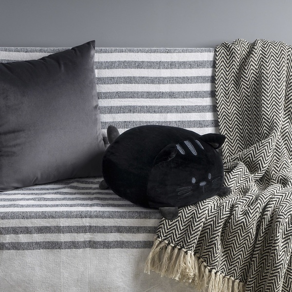 Balvi Cojín Kitty Color negro Forma de gato Suave y muy blando PoliésterMUY SUAVE