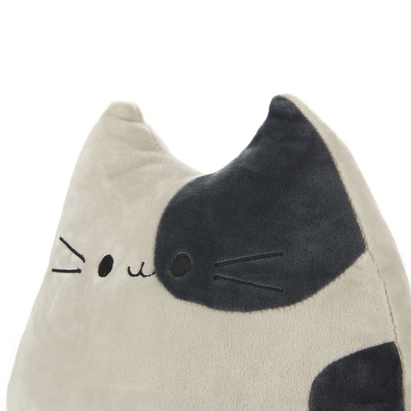 Balvi Cojín Kitty gris blanco Forma de gato Suave y muy blando Poliéster