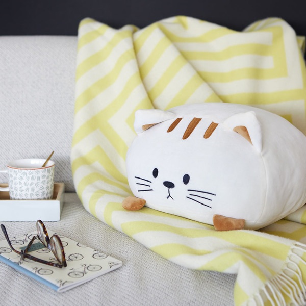Balvi Cojín Kitty Blanco Forma de gato Suave y muy blando Poliéster