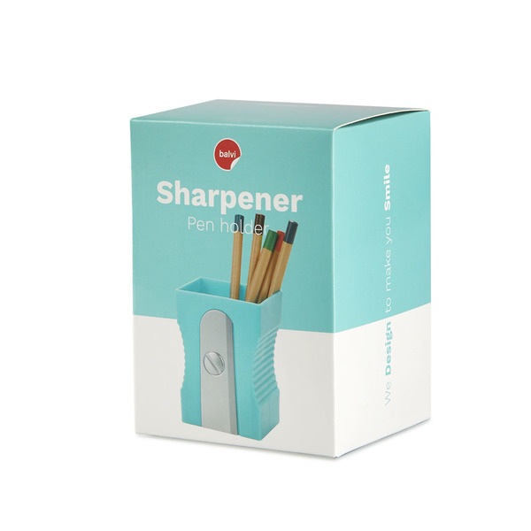 alvi Porta matite Sharpener Colore turchese piatto originale per matite e temperamatite a forma di d