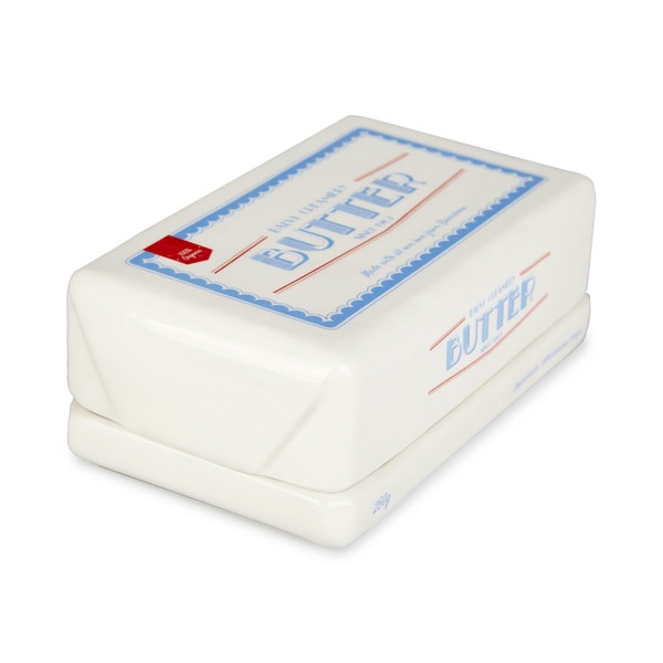 alvi Mantequillera Butter Block Color blanco Recipiente Retro para Mantequilla con Tapa Cerámica 6,5