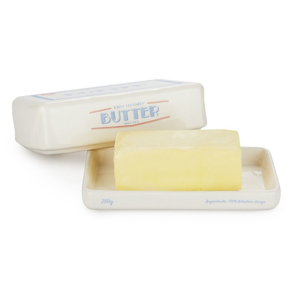 alvi Mantequillera Butter Block Color blanco Recipiente Retro para Mantequilla con Tapa Cerámica 6,5
