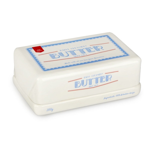 alvi Mantequillera Butter Block Color blanco Recipiente Retro para Mantequilla con Tapa Cerámica 6,5